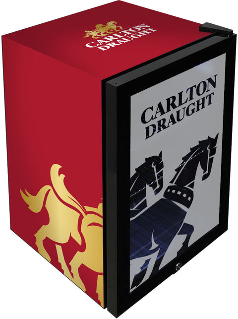 Carlton Draught v3 Branded Glass Door Bar Fridge With Cool Frosted Door Logo - Model SC70-B-DRAUGHT-V3