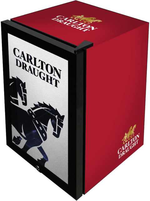 Carlton Draught v3 Branded Glass Door Bar Fridge With Cool Frosted Door Logo - Model SC70-B-DRAUGHT-V3