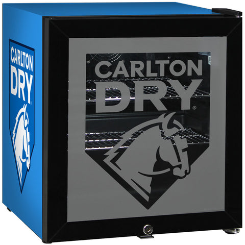 Carlton Dry MID Blue Glass Door Mini Bar Fridge With Lock - 38 Cans - Model SC50AB-DRY-MID