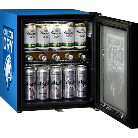 Carlton Dry MID Blue Glass Door Mini Bar Fridge With Lock - 38 Cans - Model SC50AB-DRY-MID