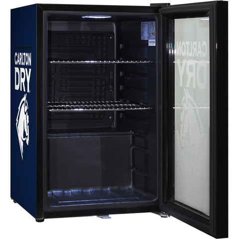 Carlton Dry Branded Glass Door Bar Fridge With Cool Frosted Door Logo - Model SC70-B-DRY