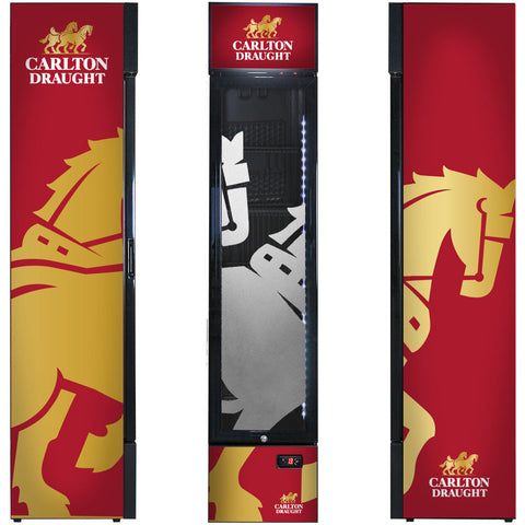 Carlton Draught Branded Skinny Upright Bar Fridge - Model SS-P160-DRAUGHT-V3