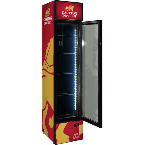 Carlton Draught Branded Skinny Upright Bar Fridge - Model SS-P160-DRAUGHT-V3