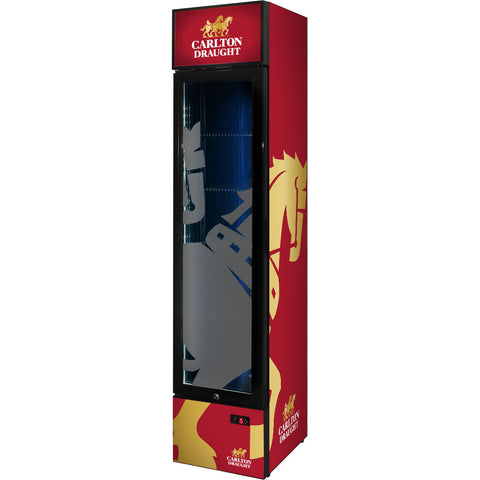Carlton Draught Branded Skinny Upright Bar Fridge - Model SS-P160-DRAUGHT-V3