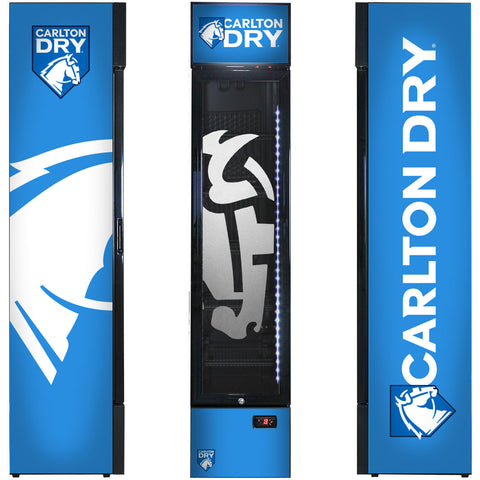 Carlton Dry Mid Blue Branded Skinny Upright Bar Fridge - Model SS-P160-DRY-MID (2025 Design)