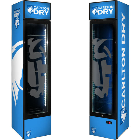 Carlton Dry Mid Blue Branded Skinny Upright Bar Fridge - Model SS-P160-DRY-MID (2025 Design)