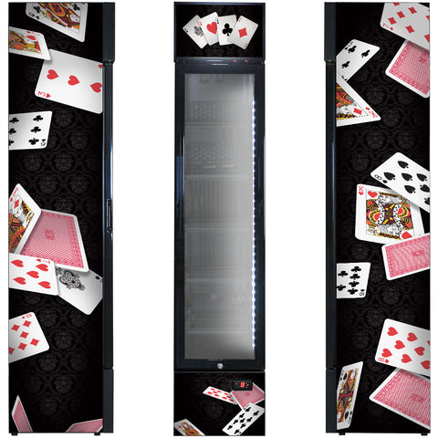 Branded Skinny Upright Bar Fridge With Playing Card Design - Model SS-P160FA-PC
