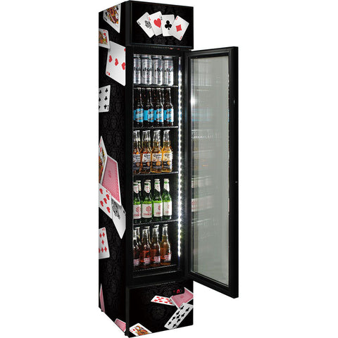 Branded Skinny Upright Bar Fridge With Playing Card Design - Model SS-P160FA-PC