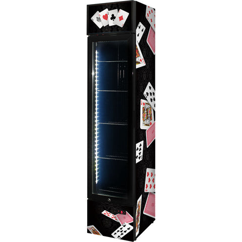 Branded Skinny Upright Bar Fridge With Playing Card Design - Model SS-P160FA-PC