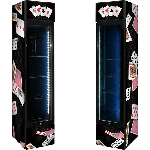 Branded Skinny Upright Bar Fridge With Playing Card Design - Model SS-P160FA-PC