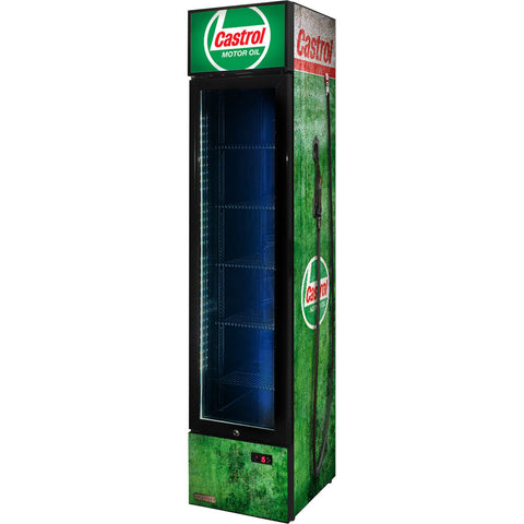 Castrol Fuel Pump Branded Skinny Upright Bar Fridge - Model SS-P160-FP-CASTROL