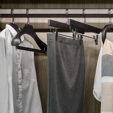 Night Skirt Hanger Wenge/Grey Material: 390mm x 200mm Finish: Wenge/grey NOTE: Available 4-6 weeks from order placement. Hafele