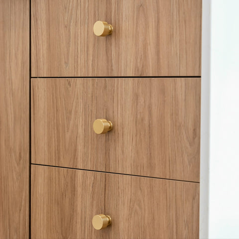 Freya Solid Brass Knob | Satin Brass (Grooved)