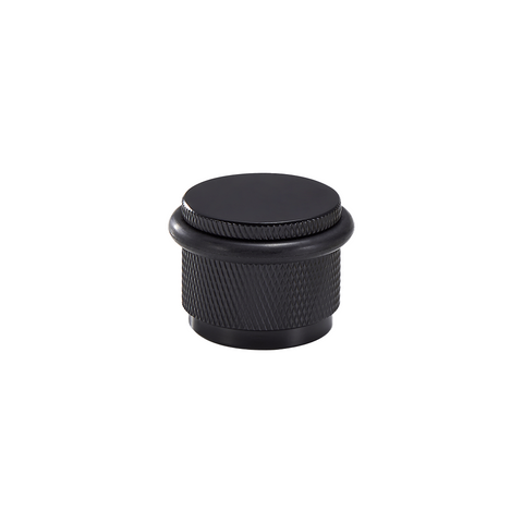 Knurled Solid Brass Bumper Door Stop | Black