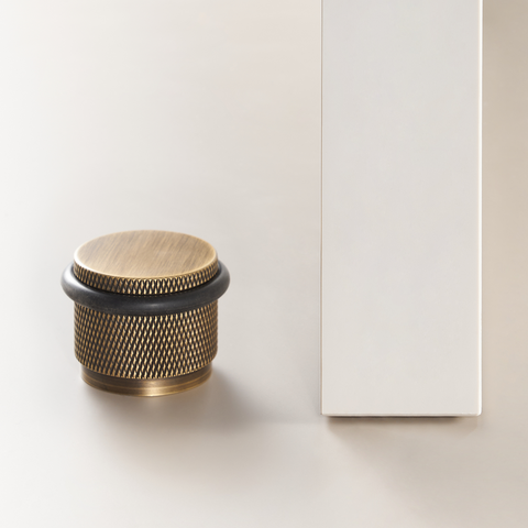 Knurled Solid Brass Bumper Door Stop | Bronze