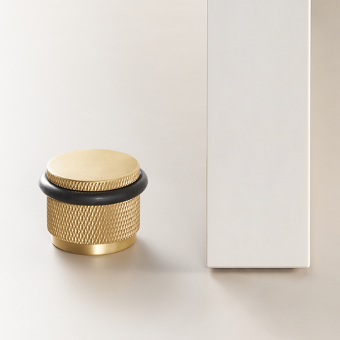 Knurled Solid Brass Bumper Door Stop | Gold