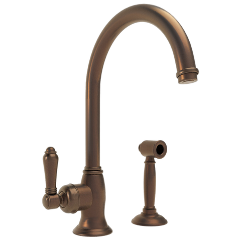 Single-Lever Kitchen Tap with Side Spray — Gooseneck Swivel Spout | Tivoli