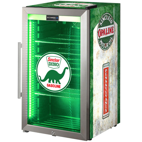 Dino Schmick Vintage Fuel Pump Triple Glazed Alfresco Bar Fridge With LED Strip Lights - Model SC88-FP-DINO