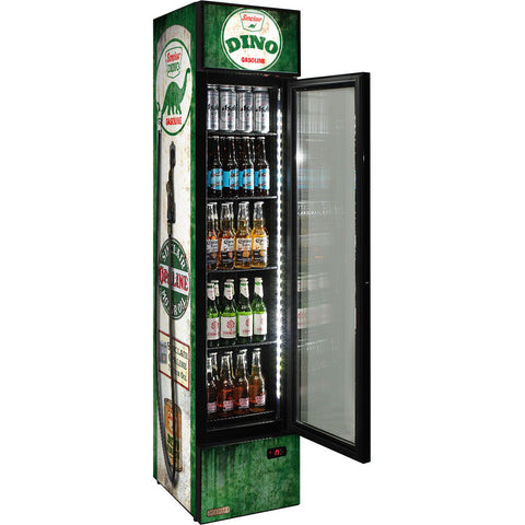 Dino Fuel Pump Branded Skinny Upright Bar Fridge - Model SS-P160-FP-DINO