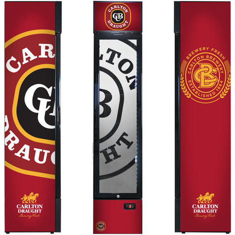Carlton Draught Branded Skinny Upright Bar Fridge - Model SS-P160-DRAUGHT