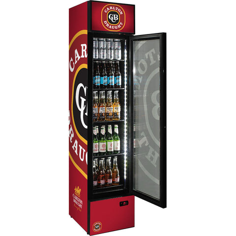 Carlton Draught Branded Skinny Upright Bar Fridge - Model SS-P160-DRAUGHT