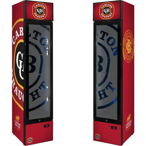 Carlton Draught Branded Skinny Upright Bar Fridge - Model SS-P160-DRAUGHT