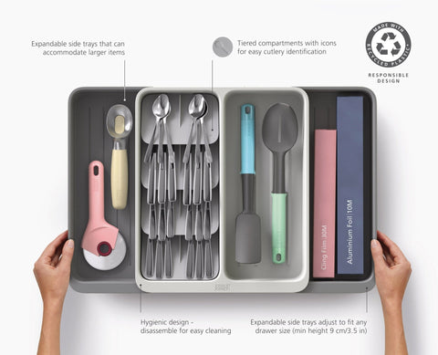 DrawerStore™ Expanding Tiered Cutlery, Utensil & Gadget Organiser