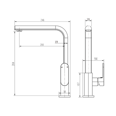 EVAM004 Eva Mini Kitchen Mixer Chrome sketch