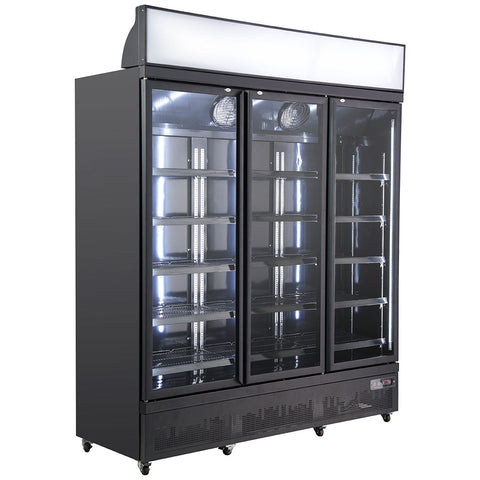 Commercial Upright 3 Door Black Refrigerator - Model IC COLD FC-BT188AH