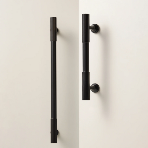 Freya Matte Black Knob with hand-assembled craftsmanship and intricate textured design for coastal and contemporary cabinetry.