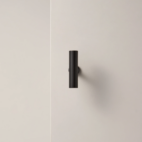Freya Matte Black Knob with hand-assembled craftsmanship and intricate textured design for coastal and contemporary cabinetry.