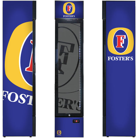 Fosters Branded Skinny Upright Bar Fridge - Model SS-P160-FOSTERS