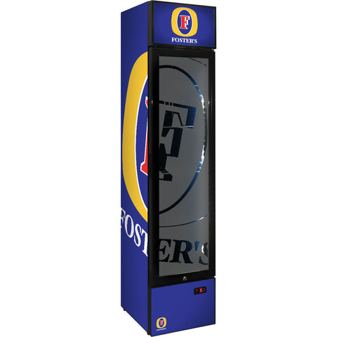 Fosters Branded Skinny Upright Bar Fridge - Model SS-P160-FOSTERS
