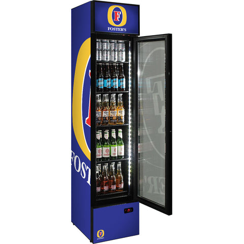 Fosters Branded Skinny Upright Bar Fridge - Model SS-P160-FOSTERS