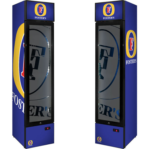 Fosters Branded Skinny Upright Bar Fridge - Model SS-P160-FOSTERS