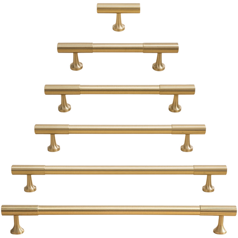 Freya Solid Brass Handle | Satin Brass (Grooved)