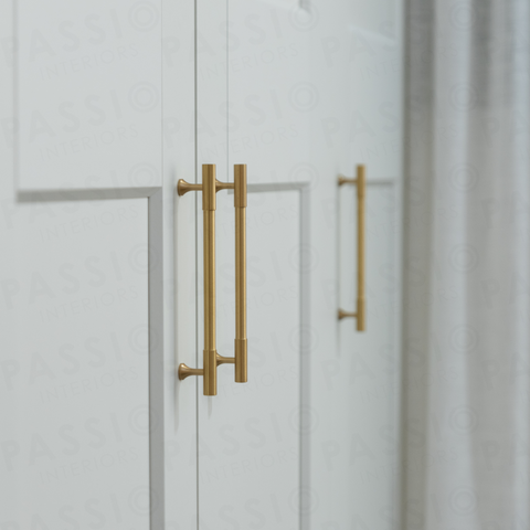 Freya Solid Brass Handle | Satin Brass (Grooved)