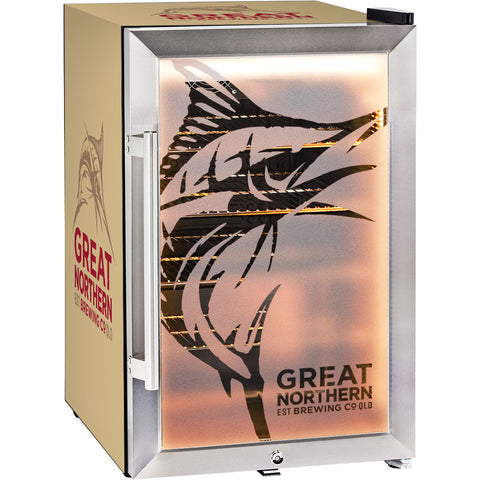 Great Northern branded bar fridge, Great gift idea! Great Entertaining Room Or Man Cave Item - Model SC70-SS-GNBC-GOLD