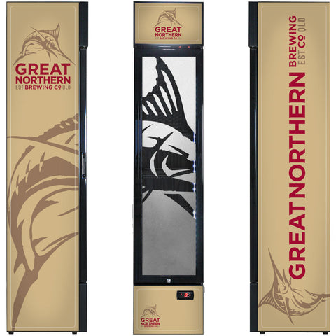 Great Northern Branded Skinny Upright Bar Fridge - Model SS-P160-GNBC-GOLD