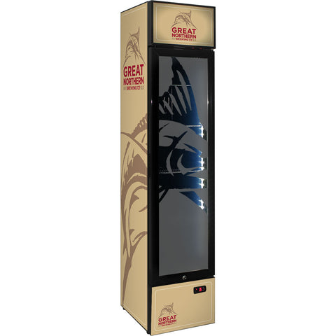 Great Northern Branded Skinny Upright Bar Fridge - Model SS-P160-GNBC-GOLD