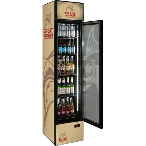 Great Northern Branded Skinny Upright Bar Fridge - Model SS-P160-GNBC-GOLD