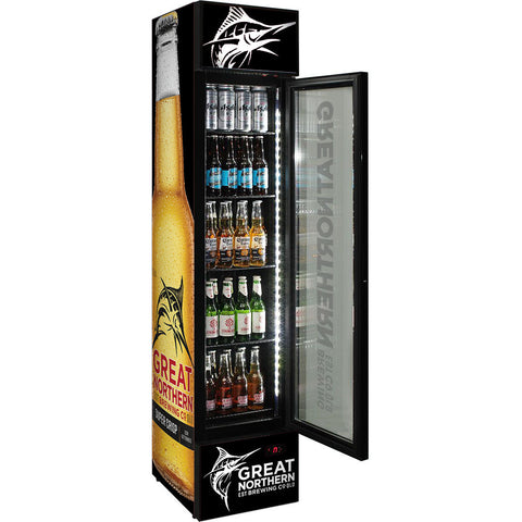 Great Northern Super Crisp Branded Skinny Upright Bar Fridge - Model SS-P160-GNBC-CRISP
