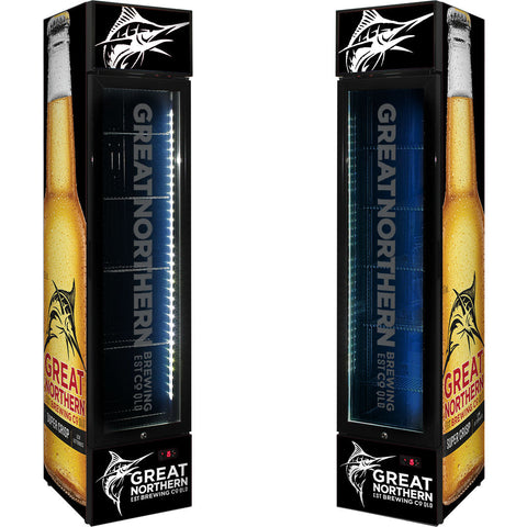 Great Northern Super Crisp Branded Skinny Upright Bar Fridge - Model SS-P160-GNBC-CRISP