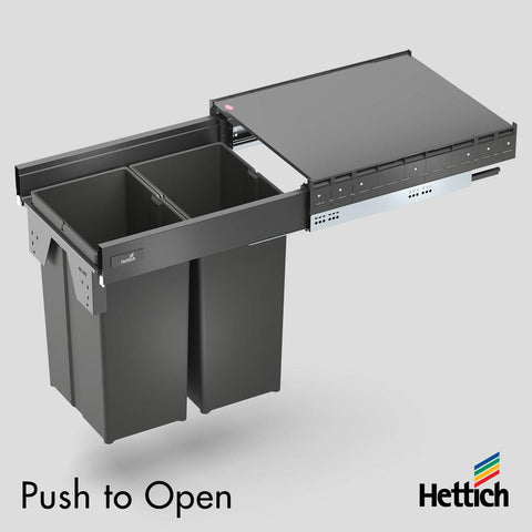Hettich Atira Bin Set, Push-to-Open – Includes Drawer – Anthracite