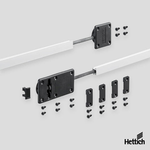 Hettich door straightener, Adjustment fitting with aluminium cover - 1 pair | 9252651