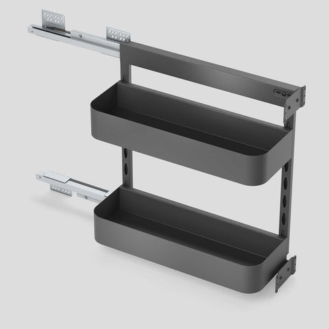 Tungsten Series – Pull-Out Bottle / Spice Rack, Side Mounted, Tungsten Grey
