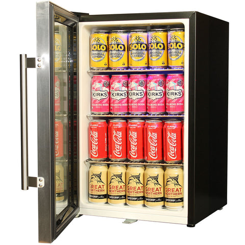 Tropical Glass Door Mini Bar Fridge - 80 Cans Left Hinged - Model EC68L-SSH