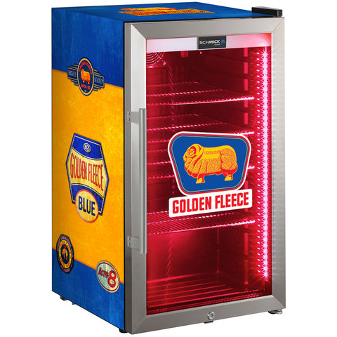 Golden Fleece Schmick Vintage Fuel Pump Triple Glazed Alfresco Bar Fridge With LED Strip Lights - Model SC88-FP-FLEECE