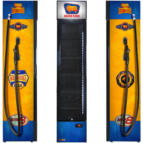 Golden Fleece Fuel Pump Branded Skinny Upright Bar Fridge - Model SS-P160-FP-FLEECE