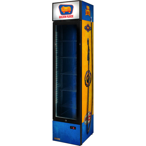 Golden Fleece Fuel Pump Branded Skinny Upright Bar Fridge - Model SS-P160-FP-FLEECE